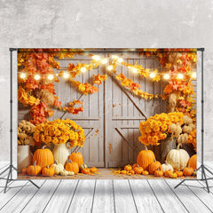 Lofaris Barn Door Pumpkin Maple Leaf Photography Backdrop