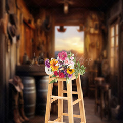 Lofaris Barrel Western Cowboy Sunset Photo Backdrop