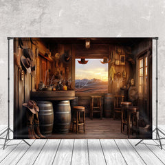 Lofaris Barrel Western Cowboy Sunset Photo Backdrop