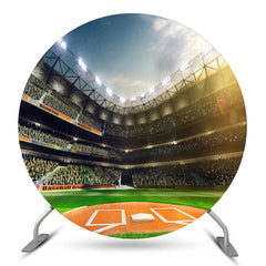 Lofaris Baseball Field Crowd Stage Lights Round Backdrop