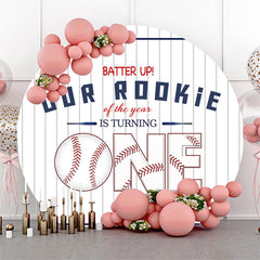 Lofaris Batter Up Our Rookie Sports Round 1st Birthday Backdrop