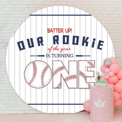 Lofaris Batter Up Our Rookie Sports Round 1st Birthday Backdrop