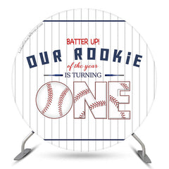 Lofaris Batter Up Our Rookie Sports Round 1st Birthday Backdrop