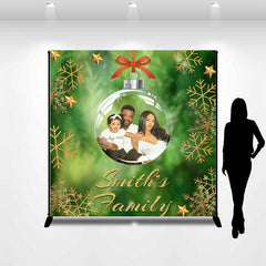 Lofaris Bauble Green Snow Custom Family Christmas Backdrop