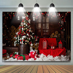 Lofaris Baubles Tree Red Wood Photography Christmas Backdrop