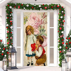 Lofaris Be Mine Pink Rose Couple Kits Valentines Door Cover