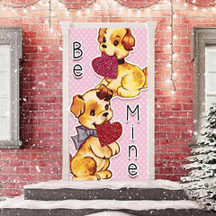 Lofaris Be Mine Puppy Heart Pink Dots Valentines Door Cover