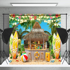 Lofaris Beach Bar Ball Surfboard Coconut Tree Summer Backdrop