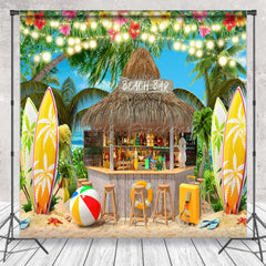 Lofaris Beach Bar Ball Surfboard Coconut Tree Summer Backdrop