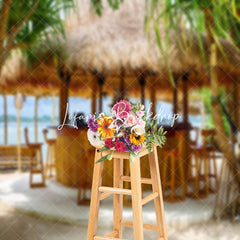 Lofaris Beach Grass Bar Summer Backdrop For Photography