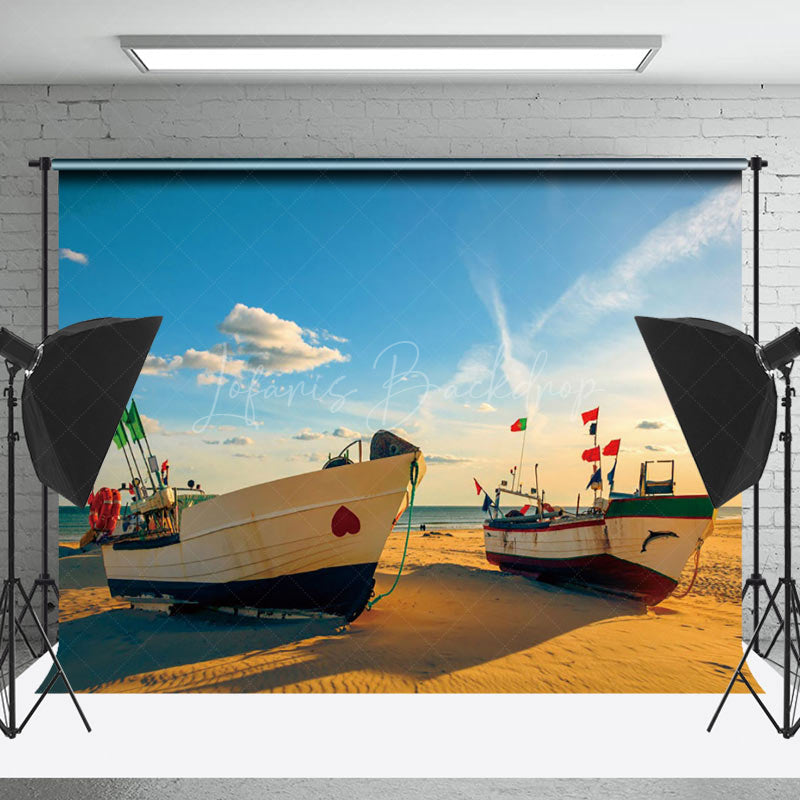 Lofaris Beach Sailing Boat Outdoor Landscape Photo Backdrop