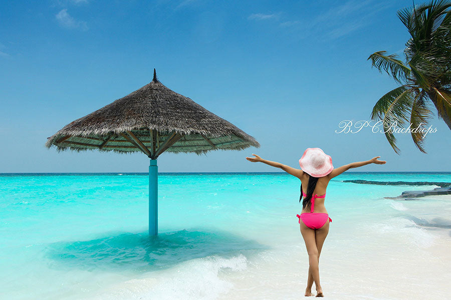 Lofaris Beach Sandy Palm tree Portrait Photography Backdrop