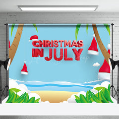 Lofaris Beach Santa Hat Summer Christmas In July Backdrop