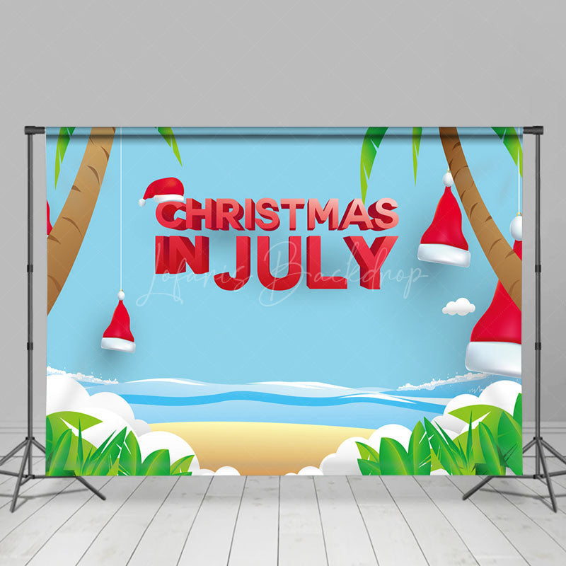 Lofaris Beach Santa Hat Summer Christmas In July Backdrop