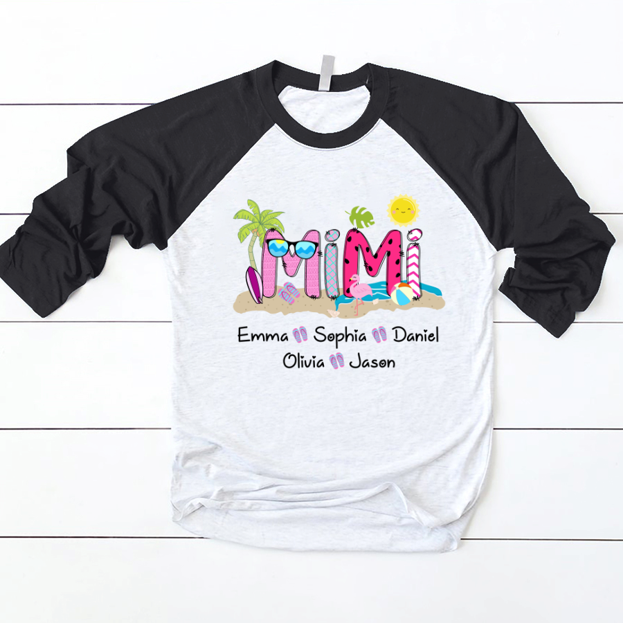 Lofaris Beach Summer Holiday Mom Kids Custom Baseball Shirt