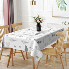 Lofaris Bear And Plant Patterns Repeat White Tablecloth