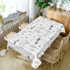 Lofaris Bear And Plant Patterns Repeat White Tablecloth