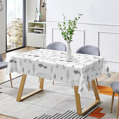 Lofaris Bear And Plant Patterns Repeat White Tablecloth