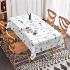 Lofaris Bear And Plant Patterns Repeat White Tablecloth