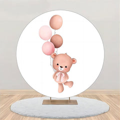 Lofaris Bear Balloon Round Baby Shower Backdrop For Girls