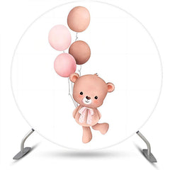 Lofaris Bear Balloon Round Baby Shower Backdrop For Girls