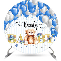 Lofaris Bearly Wait Blue Balloons Round Baby Shower Backdrop