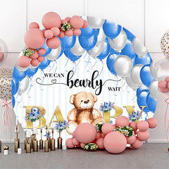 Lofaris Bearly Wait Blue Balloons Round Baby Shower Backdrop