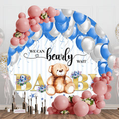 Lofaris Bearly Wait Blue Balloons Round Baby Shower Backdrop