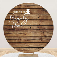 Lofaris Bearly Wait Retro Wooden Round Baby Shower Backdrop