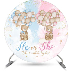 Lofaris Bears Hot Air Balloon Round Gender Reveal Backdrop