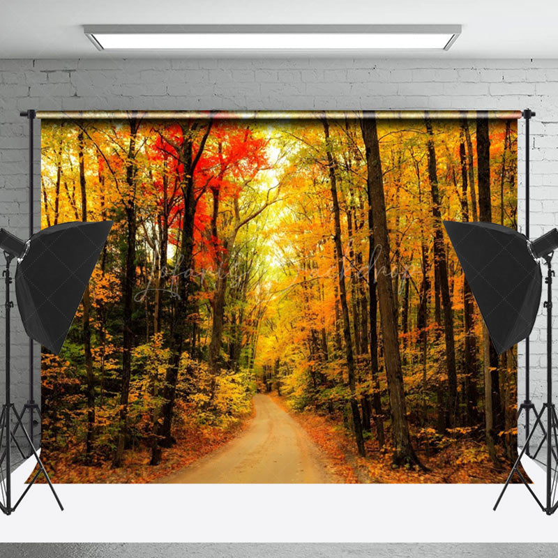 Lofaris Beautiful Autumn Forest Scenery Photography Backdrop