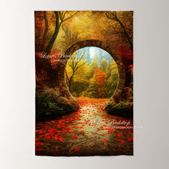 Lofaris Beautiful Autumn Scenery Maple Leaf Portal Backdrop