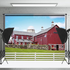 Lofaris Beautiful Countryside Red Farm Barn Photo Backdrop