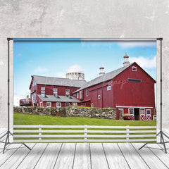 Lofaris Beautiful Countryside Red Farm Barn Photo Backdrop