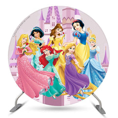 Lofaris Beautiful Princess And Castle Round Birthday Backdrop Kit