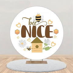 Lofaris Bee Nice Flower Heart Circle Baby Shower Backdrop