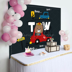 Lofaris Beep Night Car Driving Two Truck Birthday Backdrop