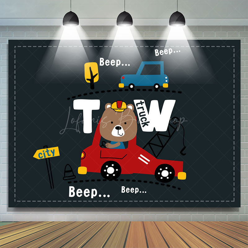 Lofaris Beep Night Car Driving Two Truck Birthday Backdrop