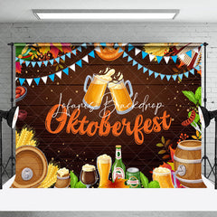 Lofaris Beer Wheat Flag Wooden Oktoberfest Party Backdrop