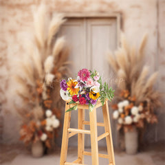 Lofaris Beige Abstract Wall Boho Floral Door Photo Backdrop