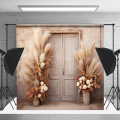 Lofaris Beige Abstract Wall Boho Floral Door Photo Backdrop