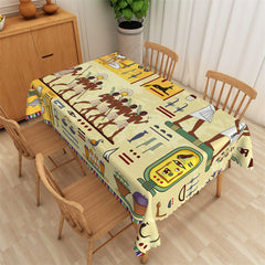 Lofaris Beige Ancient Egyptian Murals Culture Pattern Tablecloth