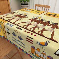 Lofaris Beige Ancient Egyptian Murals Culture Pattern Tablecloth