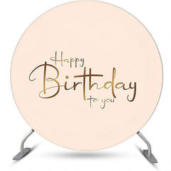 Lofaris Beige And Brown Simple Round Birthday Party Backdrop