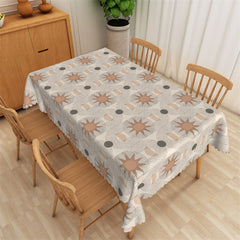 Lofaris Beige Black Circle Line Pattern Rectangle Tablecloth