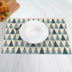 Lofaris Beige Blue Tree Pattern Dining Set Of 4 Placemats