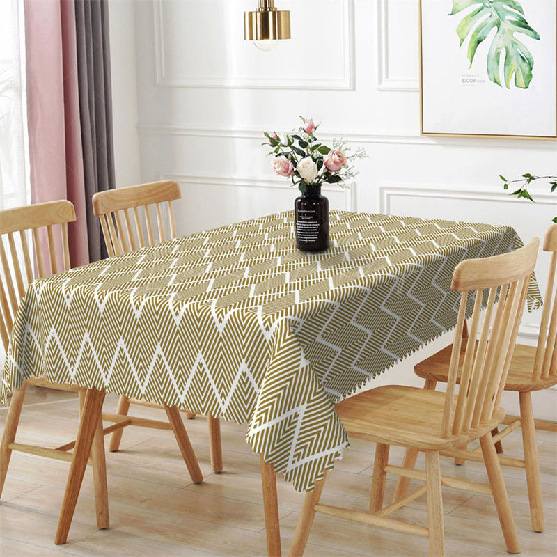 Lofaris Beige Chevron Pattern Dining Rectangle Tablecloth