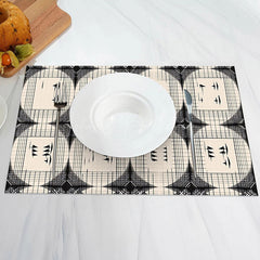 Lofaris Beige Circle Black Line Abstract Set Of 4 Placemats