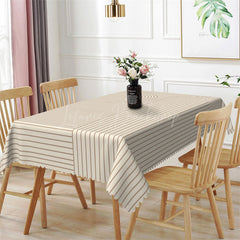 Lofaris Beige Curved Stripes Dining Rectangle Tablecloth