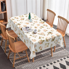 Lofaris Beige Elegant Flower Rectangle Tablecloth for Kitchen